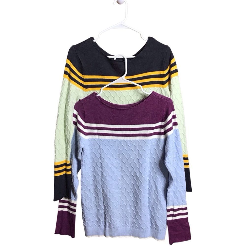 Unbranded Womens Pullover Sweaters (2) Colorblock Round Neck Super Soft Size S/M